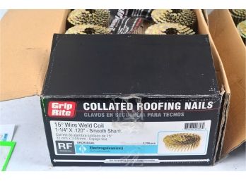 Two Boxes Of GripRite Collated Roofing Smooth Shank Nails Wire Weld Coils