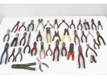 Lot Of Pliers, Wire Cutters / Strippers 39 Total