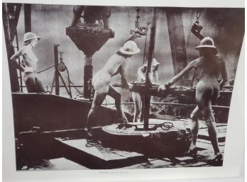 1950s Wolfgand Sievers Nude Woman Satire Oil Workers Print