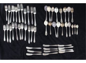 Group Of 52 Assorted Sterling Silver Flat Ware 54.49 Troy Ounces