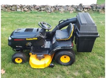 POULAN PRO Tractor Ride On Lawnmower With Grass Bagger - Very Clean & Working