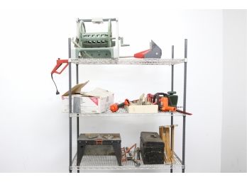 Large Group Of Assorted Tools And Hardware  (Shelves Not Included)