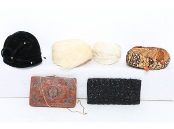 Lot Of Vintage Women's Hats & Clutch Evening Bags - Some Brands Include Italy La Familiare