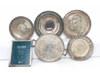 Large Lot Of Silverplate Platters, Trays, Etc