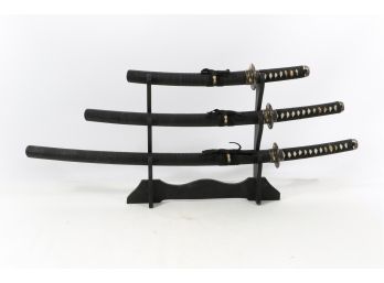 Set Of 3 Matching  Swords With Stand