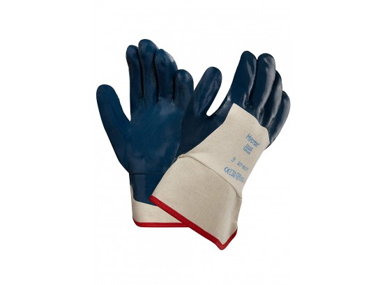 Ansell Hycron 27-607 Blue Nitrile Coated Safety Cuff Gloves   (5 Dozen Pairs)