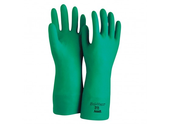 Ansell Solvex 37-175 Unsupported Nitrile Gloves, Straight Cuff, Flock Lined  (11 Dozen Pairs)