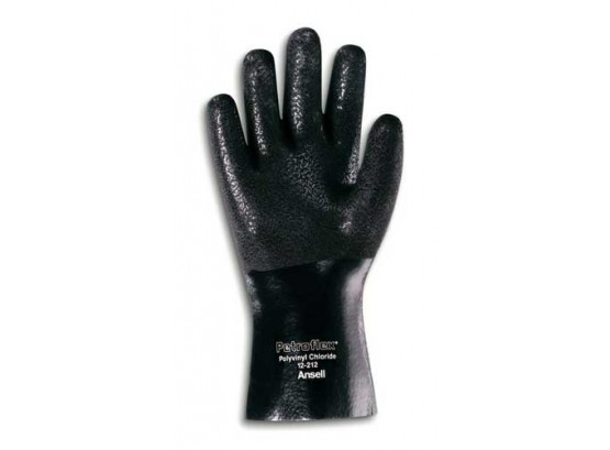 Ansell Petroflex 12-212 Black PVC Chemical Resistant Gloves 12-in Length Rough Finish  (132 Pairs)