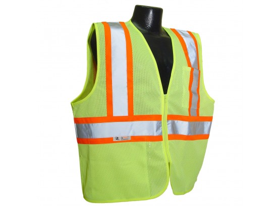 Radians Radwear Safety Vests SV22-2ZGM-M Polyester Mesh Economy Class 2 High Visibility Zipper Closure Vest