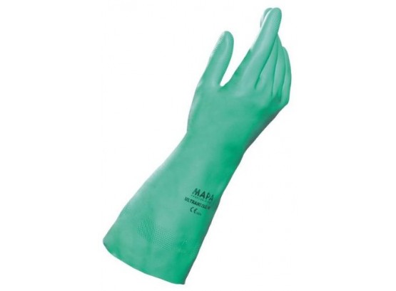 MAPA StanSolv AF-492 Nitrile Glove, Chemical Resistant, 0.015' Thickness, 12-1/2' Length, Size 11, Green