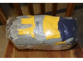 Galeton Tiger Cat Premium Split Leather Palm Gloves, Knit Wrist, Large, Yellow (72 Pairs)