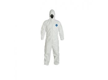 DuPont Tyvek Coverall, TY127 Zipper Front With Attached Hood, Elastic Wrists And Ankles  (qty 75 )