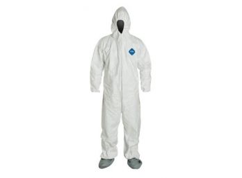 Dupont Tyvek Coveralls, TY122SWH, W/Respirator Fit Hood, Elastic Wrists And Boots  (qty 125)