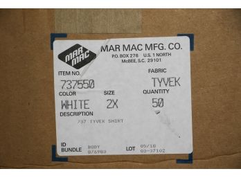 MarMac 737 Tyvek Disposable Shirts Size 2X White   (qty 150)