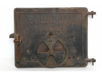 Vintage Cast Iron Furnace Door By Round Oak