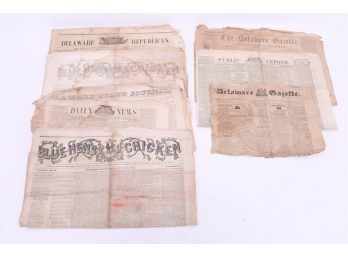 Lot Of Early American Newspapers Many From Delaware Earliest 1826 Gazette 2 Civil War Era Papers