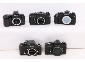 Lot Of 5 Vintage Cameras Including Nikon Canon Minolta