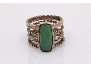 Sterling Silver Ring  With Green Stone