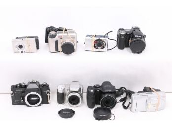 Lot Of Vintage Cameras Including Nikon Olympus Canon Kodak Fujifilm