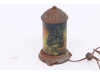 Antique Scene In Action Company - Cabin And Forest Fire Lamp