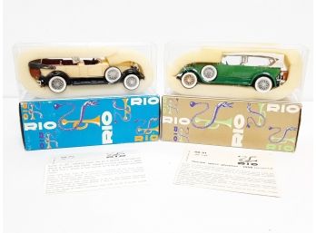 Lot Of 2 RIO 1928 Lincoln Sport Phaeton #50 & #51 Die Cast Model Cars Original Boxes 1/43 Scale Made In Italy