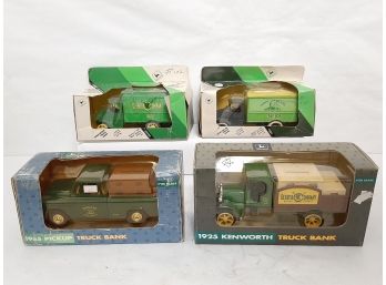 Vintage 4 Piece ERTL John Deere Die Cast Truck Banks Excellent Condition Original Boxes