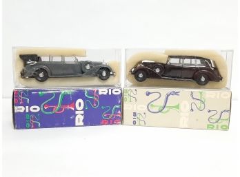 Lot Of 2 RIO 1938 Grande Mercedes Benz #21 & 22 Die Cast Model Cars In Original Boxes 1/43 Scale Made In Italy