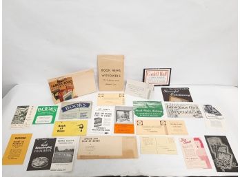 Vintage Witkowers Bookstore Literature And Advertising Lot Hartford CT