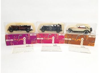 Lot Of 3 RIO 1926 Isotta Fraschini #8, 9 & 15 Die Cast Model Cars Original Boxes 1/43 Scale Made In Italy