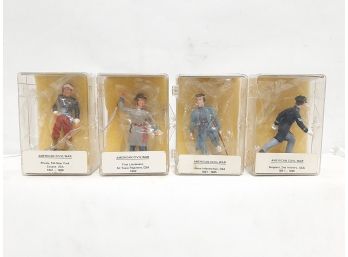 Vintage Lot Of (4) Reeves American Civil War Painted Metal Figures In Plastic Cases Exc Condition Made In USA