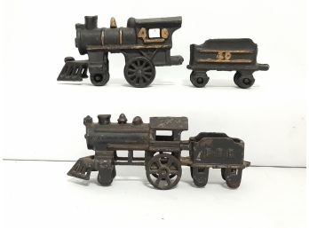 Antique Cast Iron Train Locomotives And Tenders