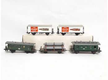 Lot Of (5) Vintage Liliput / PIKO HO Scale European Freight Car Trains Coca Cola