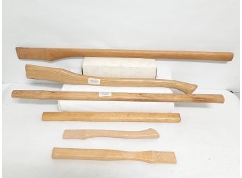 Lot Of 6 Solid Wood Wooden Axe Handles Various Manufacturers Sankow, Tatem... 13.5' To 36' In Length