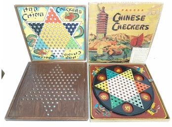 (2) Vintage Chinese Checkers Board Games (1) In Orig Box Both Made In USA (1) By Ranger Steel Corp Pressman