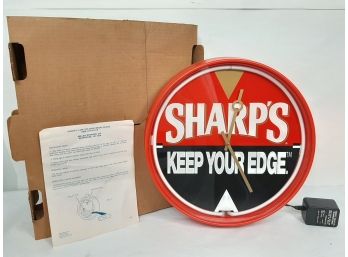 NOS Miller Brewing Co. Sharp's Beer Neon Advertising Clock 16' Diam Original Box With Instructions Low Voltage