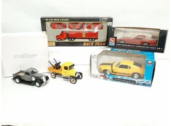 (4) Piece Die Cast And Plastic Cars And Trucks- Maisto, AMT ERTL- Vintage Trucks Of Yesteryear
