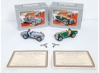 Lot Of 2 Schylling  Speedway Racer Tin Litho 4' Windup Cars Like New In Boxes Limited Edition