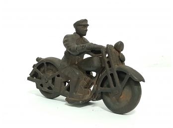 Vintage Antique Cast Iron Motorcycle Cop On Patrol 6 Inches Very Good Condition