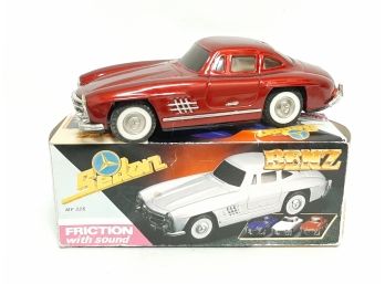 Vintage Mercedes Benz Red Tin Friction Car In Original Box Excellent Working Condition