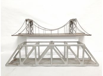 Lot Of 2 Vintage Metal Model Train Bridges Lionel No. 315. Other Unknown Manufacturer