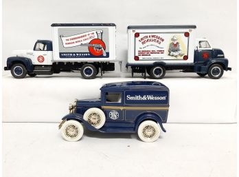 Lot Of (3) Smith & Wesson Die Cast Metal Trucks Very Good Condition