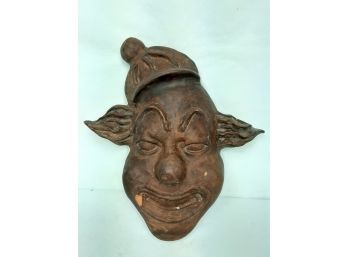 Vintage Antique Clay Molded Clown Mask 12 Inches