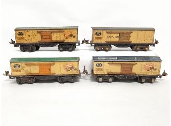 (4) Vintage Lionel O Gauge Baby Ruth Tin Metal Freight Cars