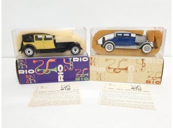 Lot Of 2 RIO 1927 Bugatti Royale Mod. 41, 1923 Rolls Royce Twenty #54 & 72 Die Cast Model Car Orig Boxes Italy