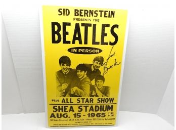 Vintage Beatles Concert Poster Signed By Sid Bernstein