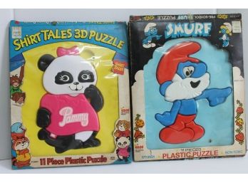 1980s Smurf Shirt Tales Tray Puzzle Toy Lot