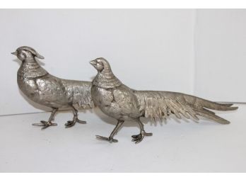 Silver Pheasant Holiday Table Decor Figures