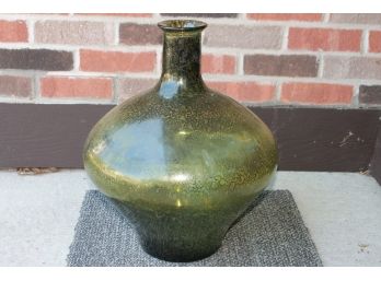 Large Mid Century MCM Green Glass Floor Bottle