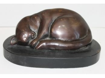 Sleeping Cat Metal Statue Sculpture