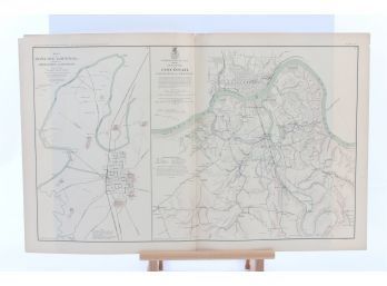 Antique Civil War Map Of The Defenses Of Cincinnati And Bowling Green Ohio - 28.5' X 18'